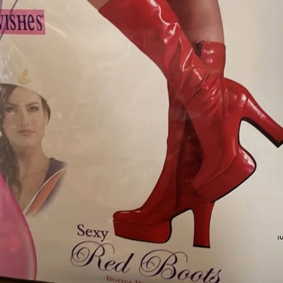 BRAND NEW women secret wishes sexy red zipper boots size M 7-8 - Picture 2 of 4